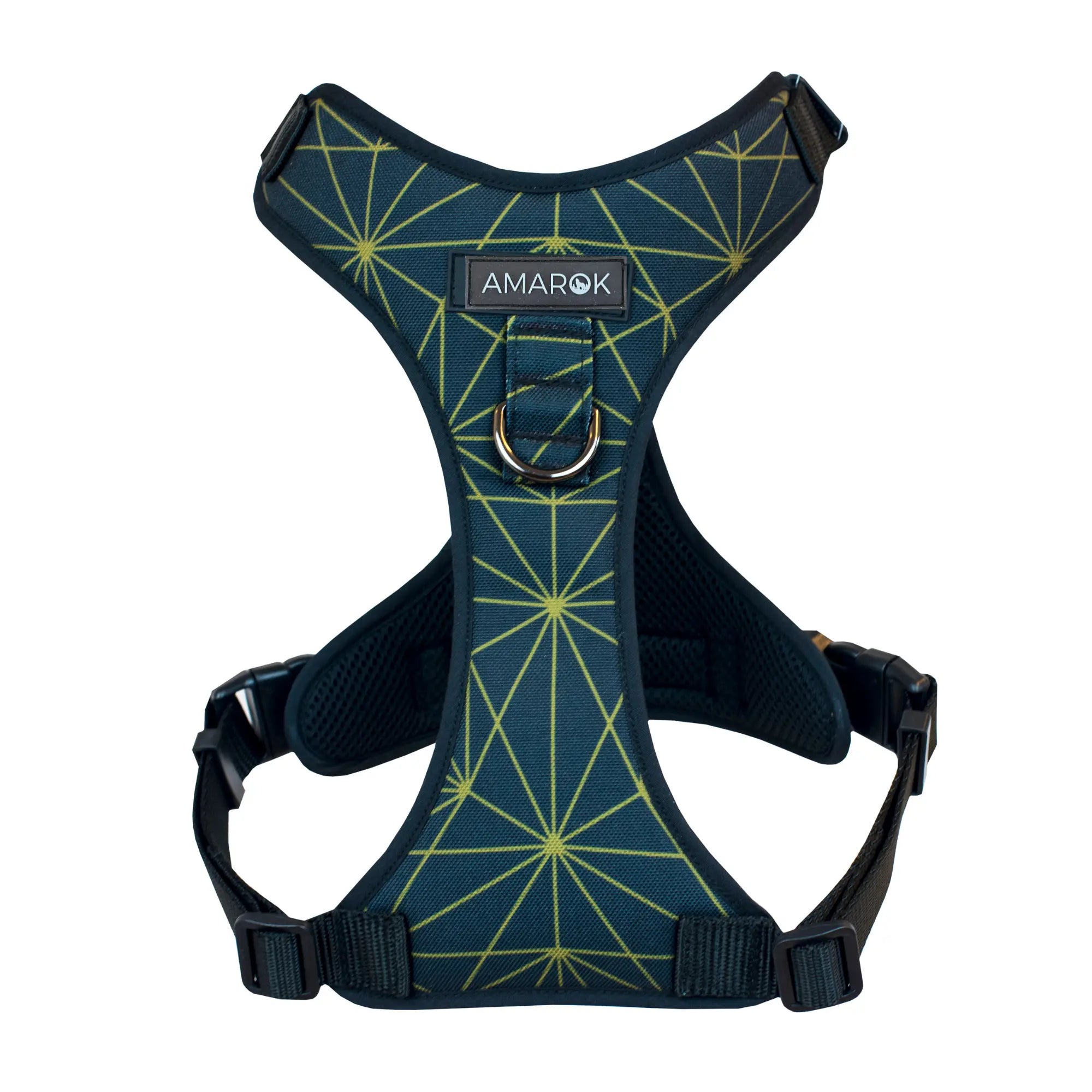 Harnais pour chien au motif Géométrie vue de face. - Dog harness Geometry design front view