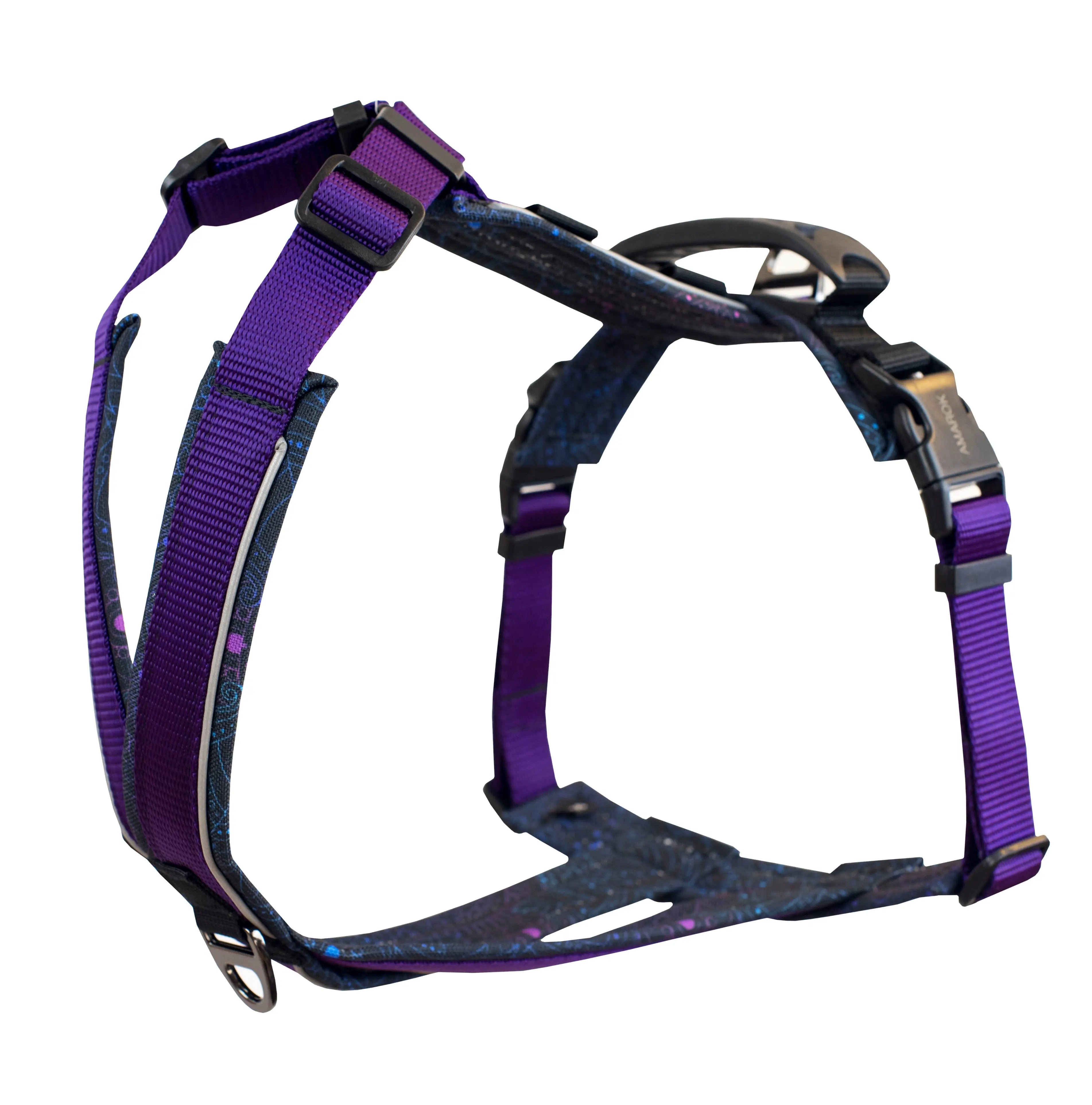 Harnais pour chien Odyssé de la collection Mandala vu en angle – design ergonomique avec sangles ajustables