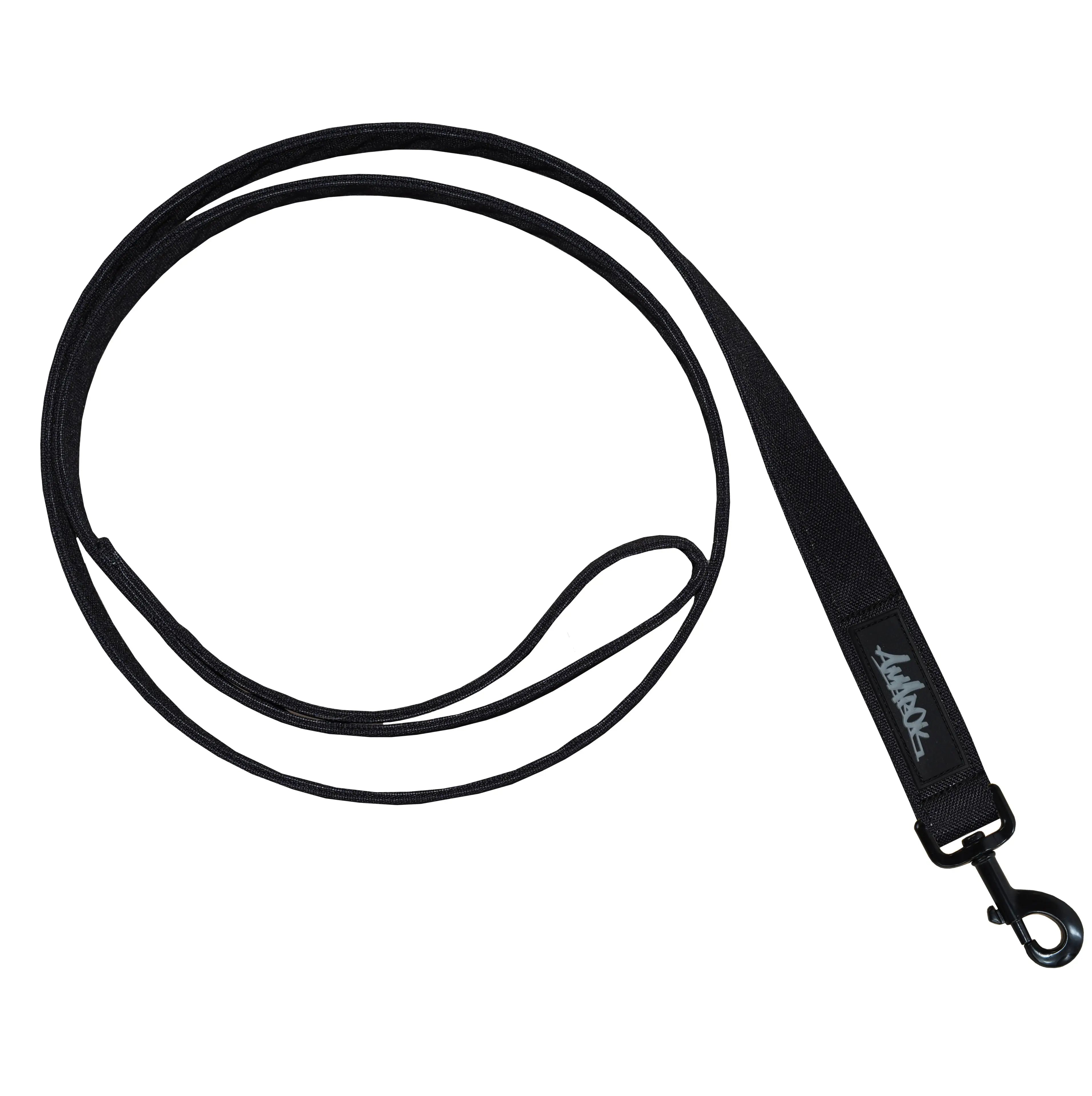 Laisse pour chien en tissus souple et résistant de la collection ONYX. Couleur noir unie. Vue d'ensemble.