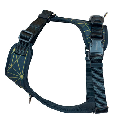 Harnais pour chien au motif Géométrie vue de côté- Dog harness Geometry design side view.