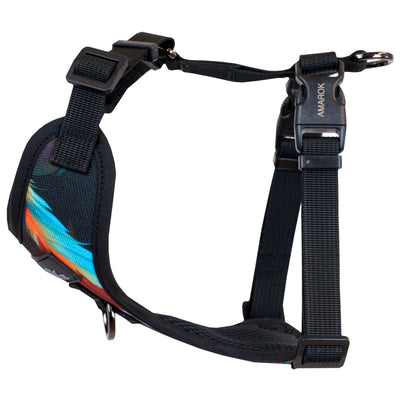 Harnais régulier de randonnée pour petit chien de la collection RIO. Vue de côté.