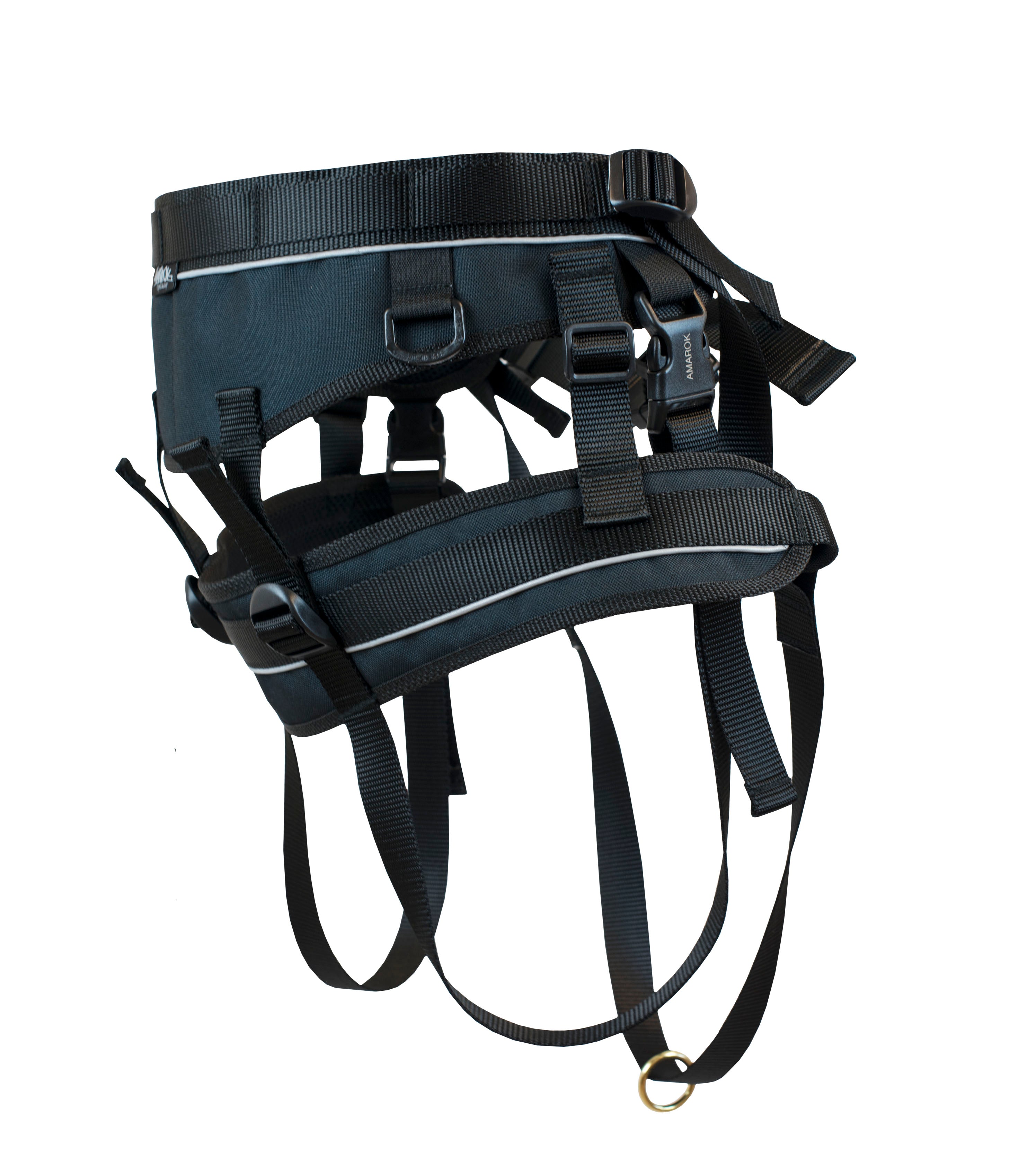 Ceinture canicross de la collection Onyx, couleur noir, unie, vue de côté.