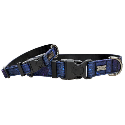 Colliers pour gros et petits chiens en tissus souple et résistants de la collection Mandala, vue de face. 