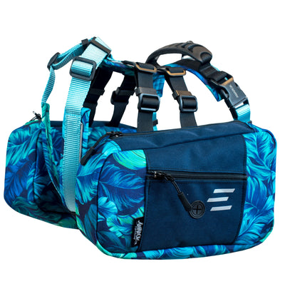 Dog backpack attached to the Odyssey harness – ideal for carrying food, water, or gear